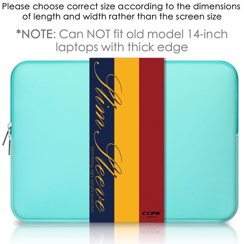CCPK Laptop Sleeve Case for MacBook Pro 14 inch Mac Air 13 inch M4 M3 M2 M1 Compatible with Hp Lenovo Dell ASUS Computer Laptop Sleeve Bag Protective Carrying Case Cover 13-14 inch Accessories, Mint - Image 3